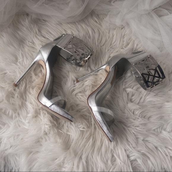 BCBG MAXAZRIA Silver Shoes with Ankle Cuff Detail Women Size 6.5 - Picture 3 of 15